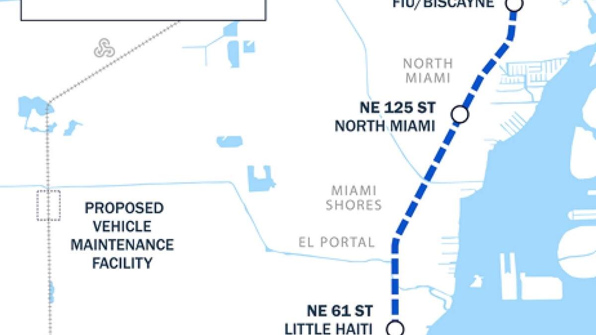 A proposed map of commuter rail stops planned for Miami-Dade County’s Northeast Corridor. A proposed map of commuter rail stops planned for Miami-Dade County’s Northeast Corridor.